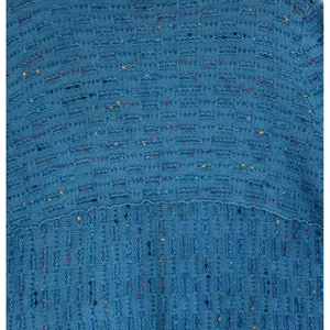 Habitat Sweater Blue Speckled Mock Neck Chunky Knit Rolled Cuff Lagenlook Boho L thumbnail 3