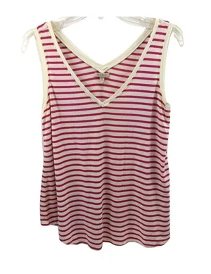 Women's Bordeaux Small Pink and White Stripe Tank Top 11c thumbnail 1