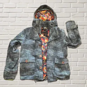 B by Burton Wool Blend Tweed Large – Hooded, Floral Lining, Warm Snowboard Coat thumbnail 1