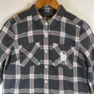 Harley-Davidson Womens Plaid Roll-Tab Button‎ Down Shirt Grey Small NEW thumbnail 9