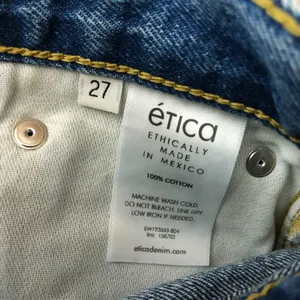 Etica Womens Cassel Ultra High Barrel Jeans Button Fly Rigid Bluestone Wash 27 thumbnail 8