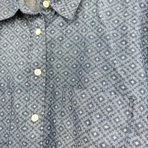 Loft Size Large Long Sleeve Button Up Shirt Top Blouse 100% Cotton Blue thumbnail 3
