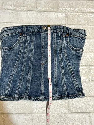 H&M Denim Corset-Style Tube Top thumbnail 6