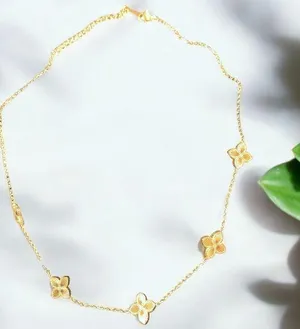 Gold Plated Stainless Steel Flower Necklace 16”- 18” thumbnail 2