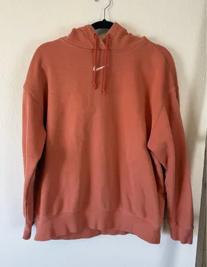 Nike Hoodie Center Logo Vintage Y2K Baggy Sun Faded Light Orange Size Small thumbnail 1