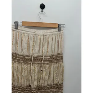 NAOO Womens Boho Maxi Skirt Size L Cream Shimmer Tiered Gypsy Hippie‎ Earthy thumbnail 4
