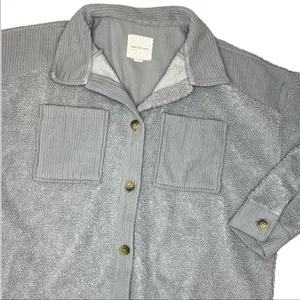 American Eagle grey sherpa shacket Cabincore winter fall Gorpcore oversized thumbnail 2