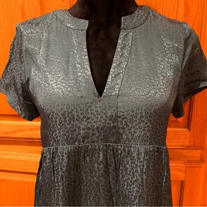 Anthropologie Maeve Tania Sacha Jacquard Tiered Tunic Dress‎ Dark Teal Green XS thumbnail 4