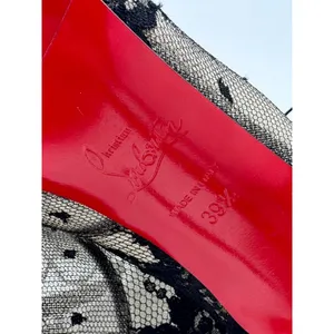 Christian Louboutin KM Lace Booty 100 Black Mesh Floral Lace Boots Sz 39.5 thumbnail 6