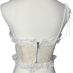 For Love and Lemons Jules Crop Top in White Size Small NWT thumbnail 3