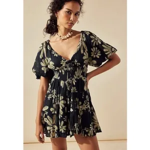 Free People Bohemian Floral Flutter Sleeve Perfect Day Printed Mini Dress Medium thumbnail 3