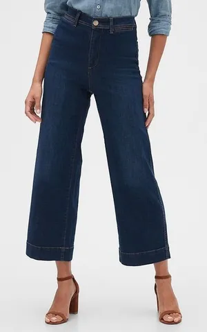 GAP Dark Wash High Rise Wide Leg Cropped Denim Jeans Women’s Size 12 / 31 thumbnail 1
