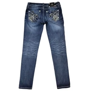 Miss Me Signature Rise Skinny Jeans Golden Firework Fleur de Lis Bling Size 26 thumbnail 4