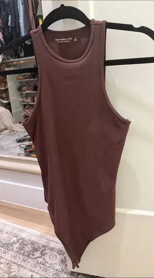 Abercrombie & Fitch Ribbed Tank Bodysuit — Chocolate Brown thumbnail 1