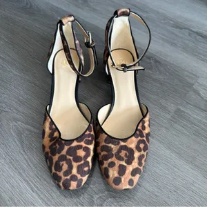Cabi Kiki Faux‎ Hair Leopard Cheetah Ankle Strap Kitten Block Heels Size 8 thumbnail 2