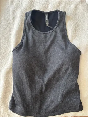 Vuori Dark Heather Gray Ribbed Pose Plyo Tank thumbnail 1