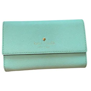 Kate Spade Baby Blue Leather Tri Fold Wallet thumbnail 1