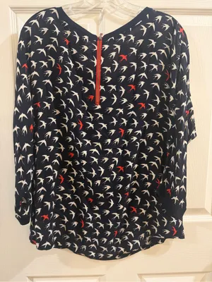 Maeve Anthropologie Bird Print Blouse Size 12 thumbnail 6