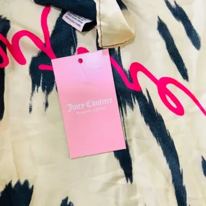 NWT Juicy Couture Los Angeles Satin Scarf Tiger Cheetah Print Pink Logo One Size thumbnail 6