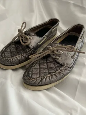 Sperry Metallic Quilted Leather Boat Shoes Size 9 thumbnail 5