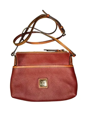 NEW Dooney & Bourke Pebble Leather Ginger Pouchette Crossbody Shoulder Bag Wine thumbnail 1