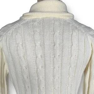 Cream Cable Knit Shawl Collar Cardigan Chunky Preppy Heritage Cozy Cabincore thumbnail 5
