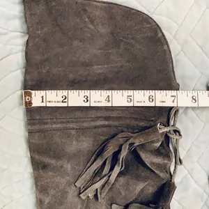 Grey suede over the knee tassel boots. thumbnail 5