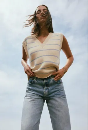 REFORMATION Janey Cotton Sweater Vest in Pablo Stripe Size Small thumbnail 8