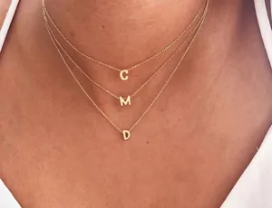 Boutique NEW Women's Letter F Dainty 14k Gold‎ Filled Block Necklace, 16-18” thumbnail 1