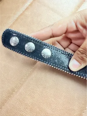Cache Silver Hoop Ring Belt Layered Chain Rhinestone Y2K thumbnail 6