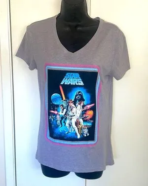 Vintage Star Wars tee in gray graphic of movie stars size m thumbnail 1