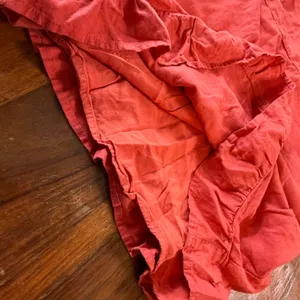 Abercrombie & Fitch Coral Red Linen Blend Ruffle Mini Dress Smocked Back Small thumbnail 7