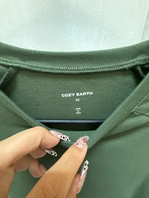 Cozy Earth Women's Olive Green Bamboo Pullover Crew Neck Sweatshirt Size XS thumbnail 2