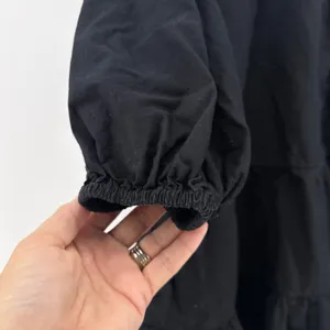 Free‎ People Misha Tunic Shirt Dress Black Tiered Ruffle Balloon Sleeve Small thumbnail 4