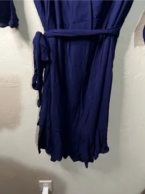 Rebecca Minkoff Wendy Navy Blue Faux Wrap Ruffle Hem Mini Dress thumbnail 10