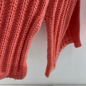 American Eagle Medium Cardigan Sweater Open Front Ribbed Coral Pink Knit Pockets thumbnail 11