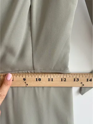 Show Me Your Mumu NWOT Claire Midi Dress Sage Green Tie Strap Side Slit Dress S thumbnail 14