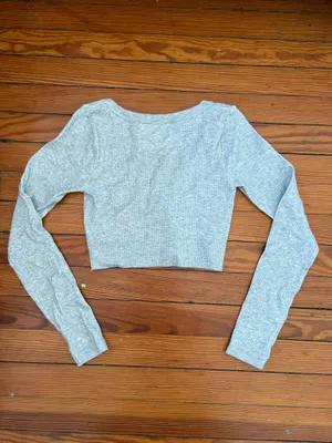 Garage grey long sleeve scoop neck top thumbnail 2