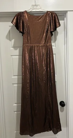 Sugarlips Sz Large Rina Metallic Aspen Dress Formal Wedding Gala Stretch Bronze thumbnail 1
