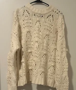 Aerie Cream Crochet Knit Oversized Sweater Size Small Winter Fall thumbnail 1