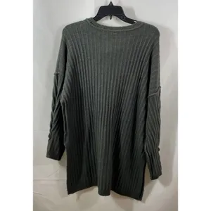 NWT Free People Around The Clock‎ Henley S Charcoal Ribbed Stretch Minimalist thumbnail 3