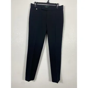 Lauren Ralph Lauren Black Flat Front Straight Dress Pants Size 8 Classic Stretch thumbnail 3