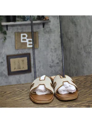 NWT Steve Madden Hadyn H-Band Sandals Slip On Natural / Cognac Check Brown 9M thumbnail 3