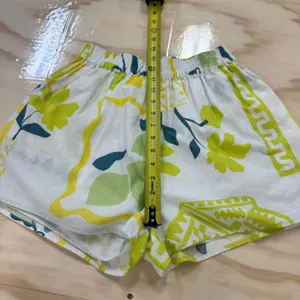 Sabo Linen Blend High Waist Boho Resort Bermuda Mini Shorts White‎ Green Sz 4 thumbnail 11