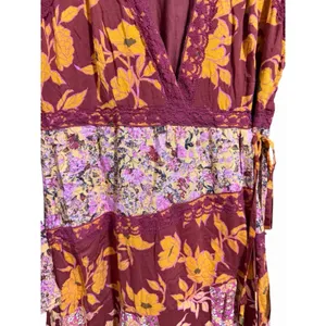 Free People‎ Tilda Wrap Dress Firebrick Floral Women's Size Medium thumbnail 9