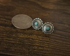 Authentic turquoise studs Blue thumbnail 1