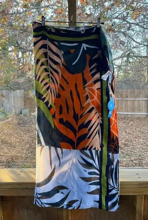 Cupshe Women's Palm Print Colorful Tropical Sarong Swim Cover OS. NEW thumbnail 1