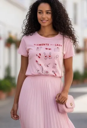 Megan Phillips Collection Elements of a Lady‎ Short Sleeve Tee M Pink Coquette thumbnail 1