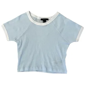 Forever 21 Womens S Solid Crop Top Light Blue thumbnail 4