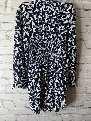 Maeve by Anthropologie Women’s Navy and White Patterned Button-Front Top thumbnail 10